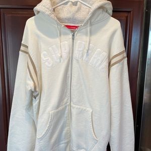Supreme Jet Sleeve Zip Up Hood Sweatshirt White LG
